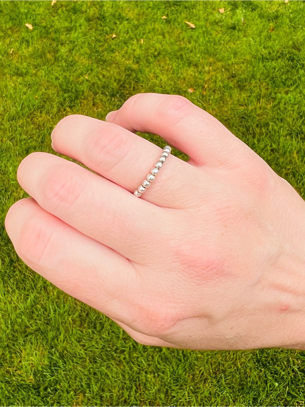 Sterling Silver (925) Beaded Stackable Ring - Approximately Finger Size 7 - Picture 6 of 6